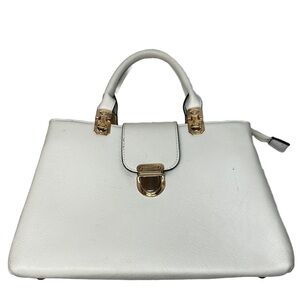 Dasein Structured‎ Satchel Faux Leather White Handbag